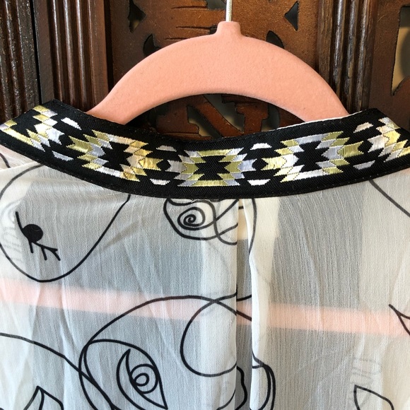 Longline Kimono Beach Cover-Up with Geometric Metallic Trim (Sukiso) - Picture 12 of 13